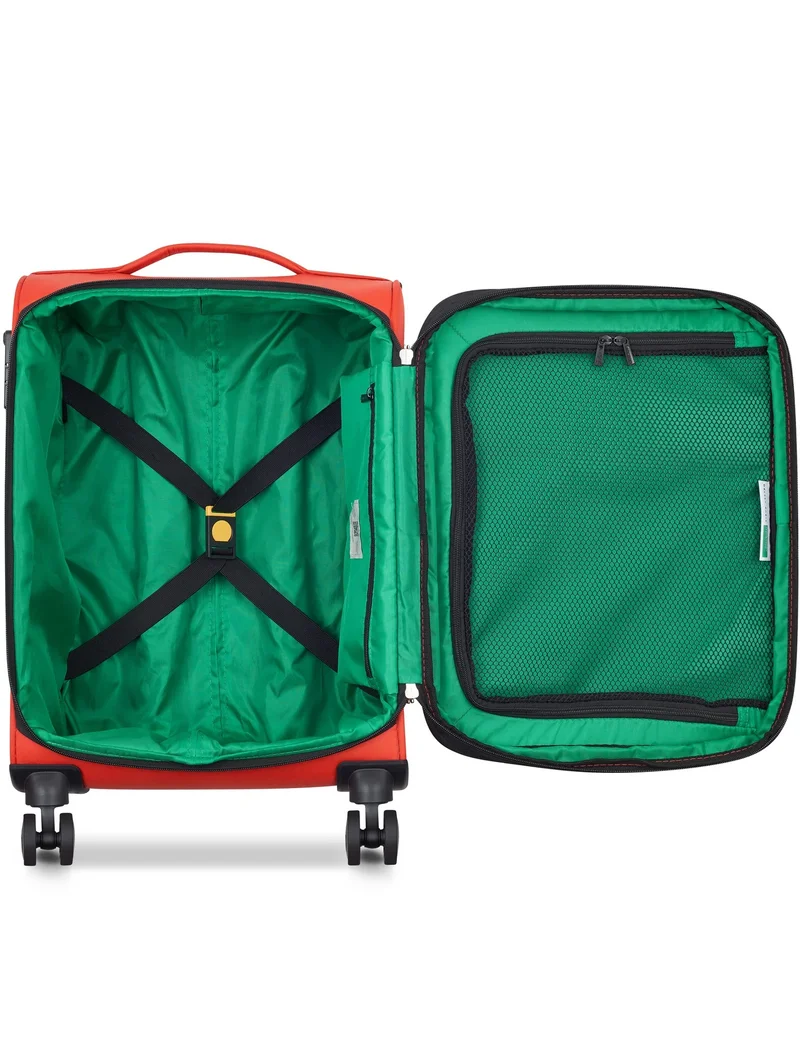 UNITED COLORS OF BENETTON  Color Block 55 Cm 4 Double Wheeled Softside Expandable Cabin Luggage Trolley Case - Red  | Best Price UAE
